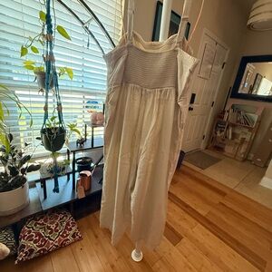 Old Navy Beige Linen-Blend Smocked Romper Size XL